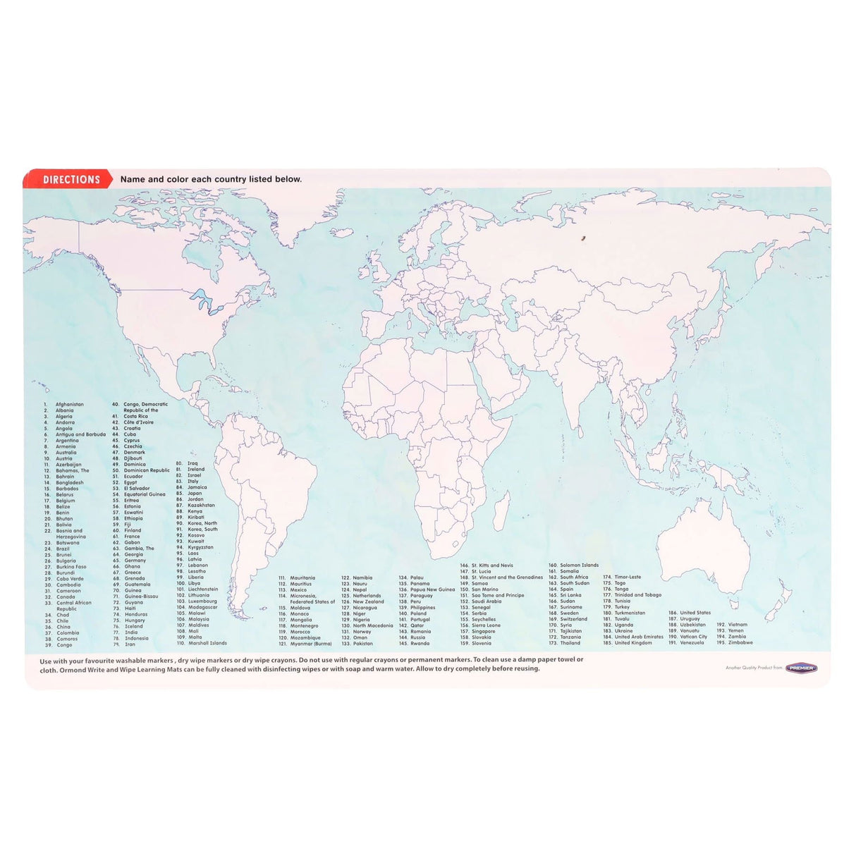 Ormond Learning Mat - The World Map-Educational Games-Ormond|StationeryShop.co.uk