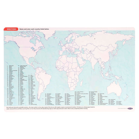 Ormond Learning Mat - The World Map