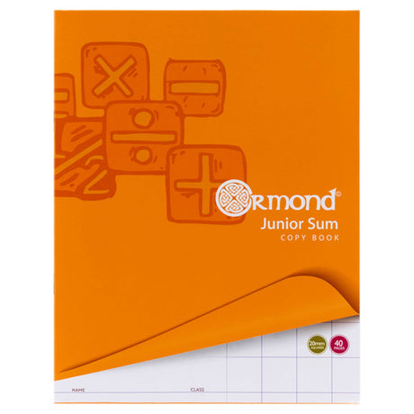Ormond Square Ruled Junior Sum Copy Book - 20mm Squares - 40 Pages-Exercise Books ,Copy Books-Ormond|StationeryShop.co.uk