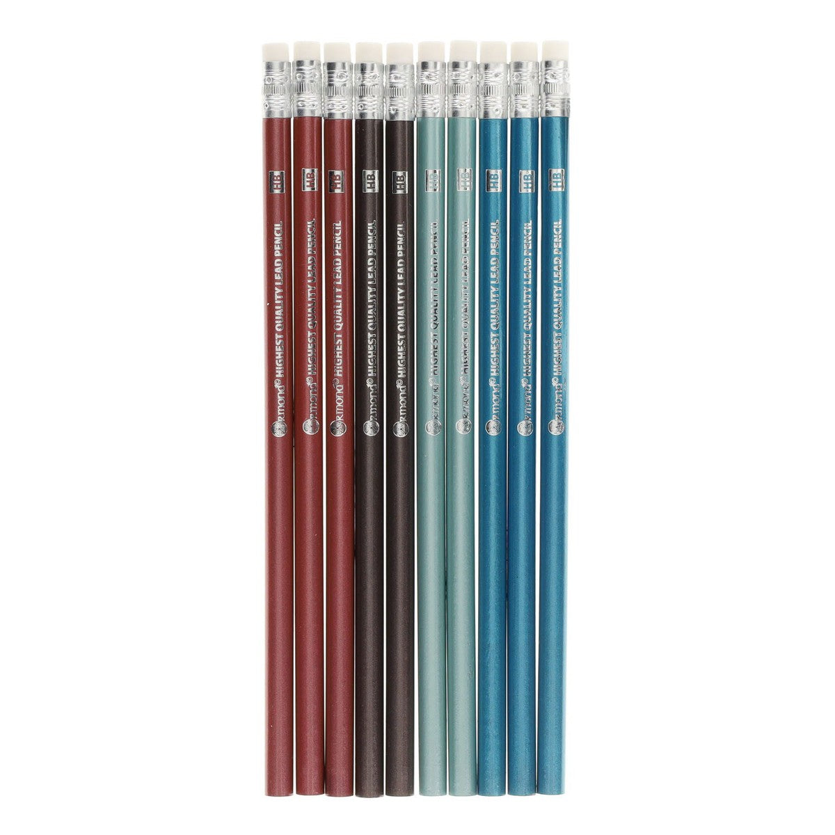 Ormond Wallet of 10 HB Eraser Tipped Pencils - Metallic