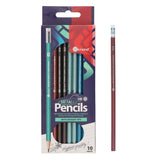 Ormond Wallet of 10 HB Eraser Tipped Pencils - Metallic