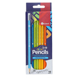 Ormond Wallet of 10 HB Eraser Tipped Pencils - Neon