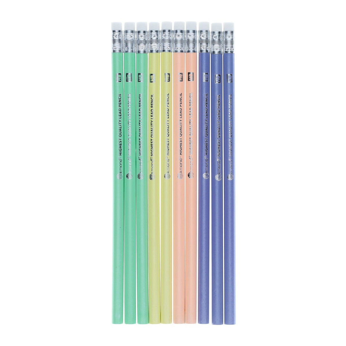 Ormond Wallet of 10 HB Eraser Tipped Pencils - Pearl