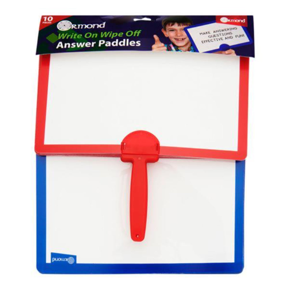 Ormond Write On Wipe Off Answer Paddles - Red & Blue - Pack of 10-Whiteboards-Ormond | Buy Online at Stationery Shop