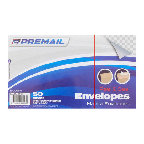 Premail BRE Peel & Seal Envelopes - 89 x 152mm - Manilla - Pack of 50