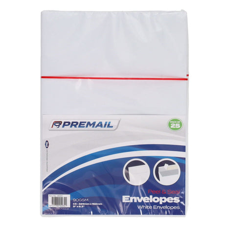 Premail C5 Peel & Seal Envelopes - 229 x 162mm - White - Pack of 25