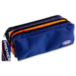 Premier 3 Pocket Pencil Case with Zip - Navy Blue & Orange