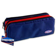 Premier 3 Pocket Pencil Case with Zip - Navy Blue & Wine