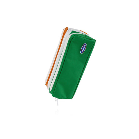 Premier 3 Zip & Pocket Pencil Case - Green, White & Orange | Stationery Shop UK