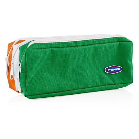 Premier 3 Zip & Pocket Pencil Case - Green, White & Orange