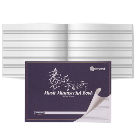 Premier 6 Stave Music Manuscript Book - 24 Pages-Manuscript Books-Premier | Buy Online at Stationery Shop