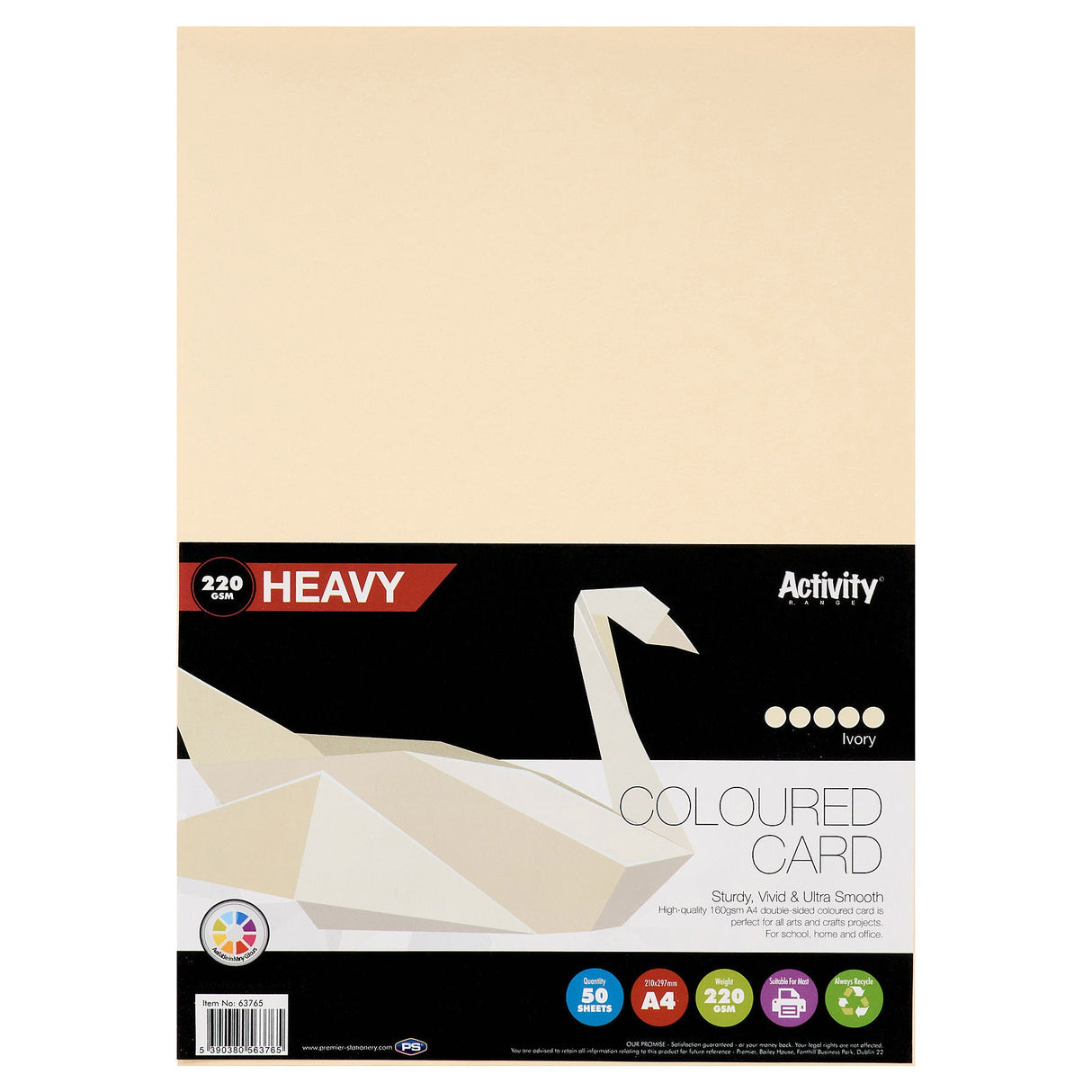 Premier A4 Heavy Card - 220gsm - Ivory - 50 Sheets | Stationery Shop UK