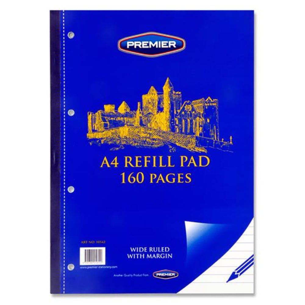 Premier A4 Refill Pad - Wide Ruled - 160 Pages-Notebook Refills-Premier | Buy Online at Stationery Shop