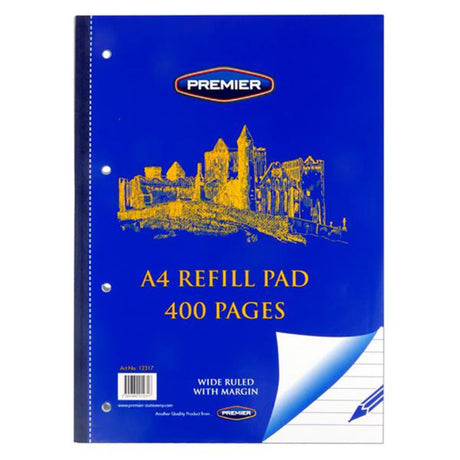 Premier A4 Refill Pad - Wide Ruled - 400 Pages | Stationery Shop UK