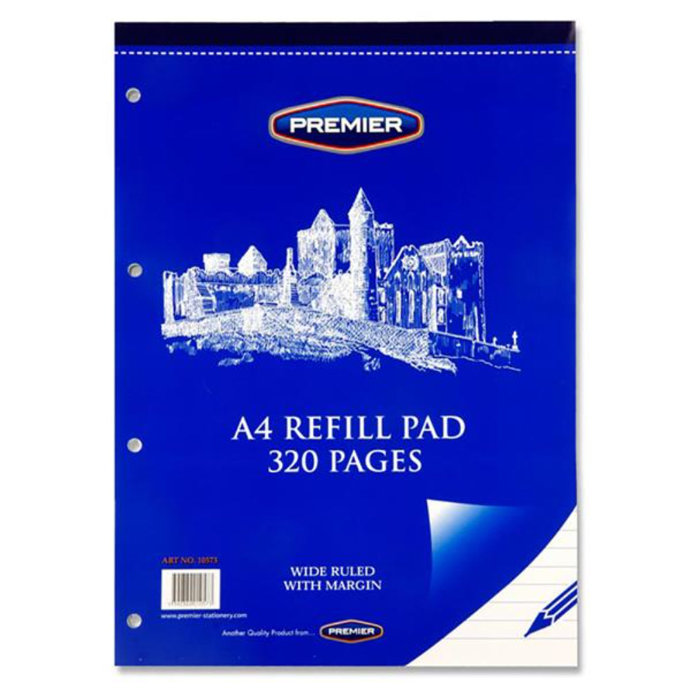 Premier A4 Refill Pad - Wide Ruled - Top Bound - 320 Pages | Stationery Shop UK