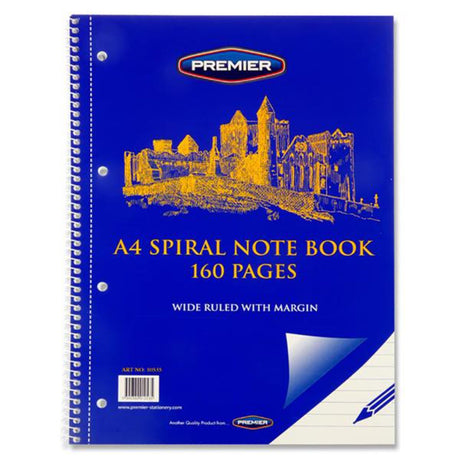 Premier A4 Spiral Note Book - Wide Ruled - 160 Pages | Stationery Shop UK
