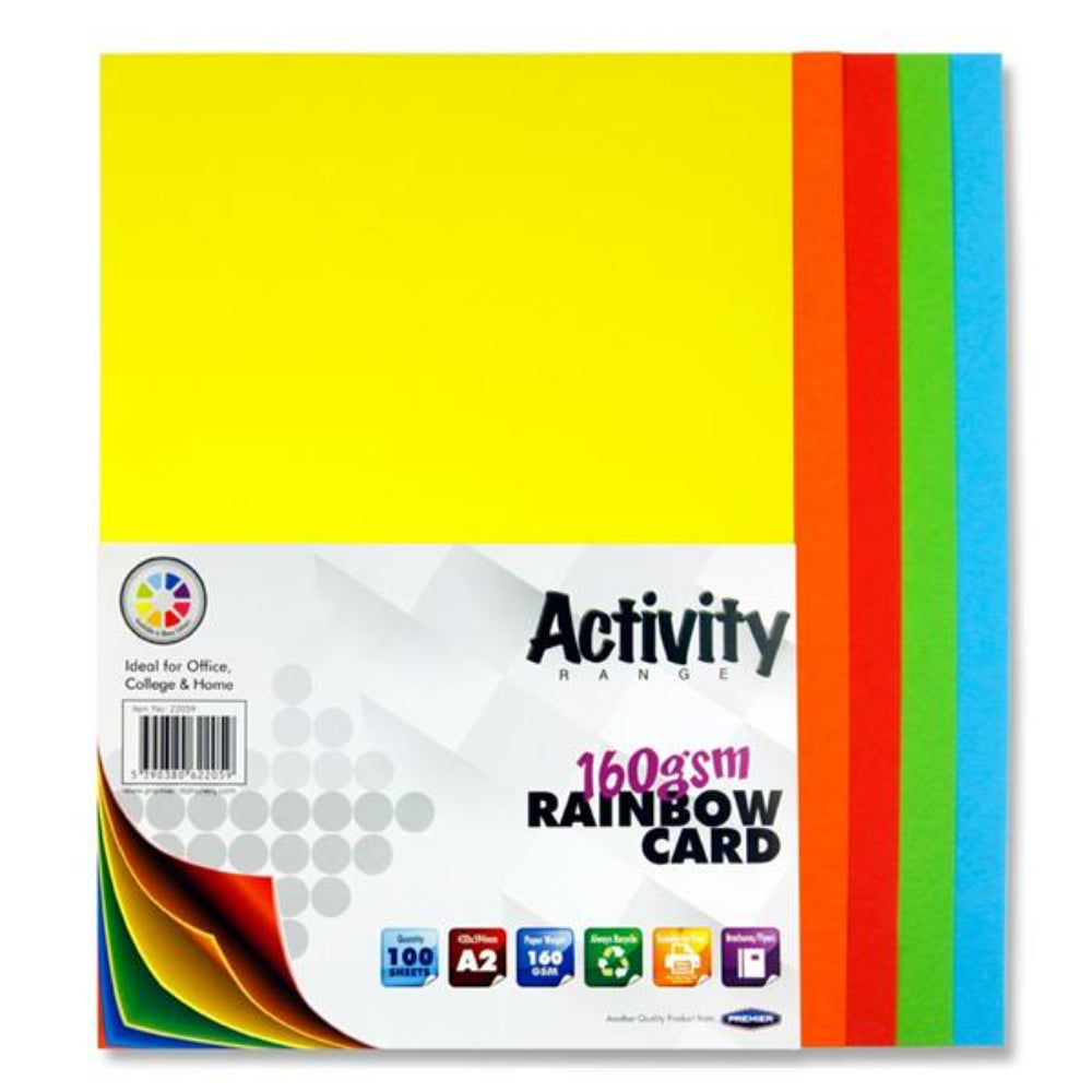 Premier Activity A2 Card - 160gsm - Rainbow - 100 Sheets | Stationery Shop UK