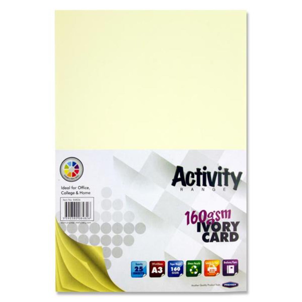Premier Activity A3 Card - 160gsm - Ivory - 25 Sheets-Craft Paper & Card-Premier | Buy Online at Stationery Shop