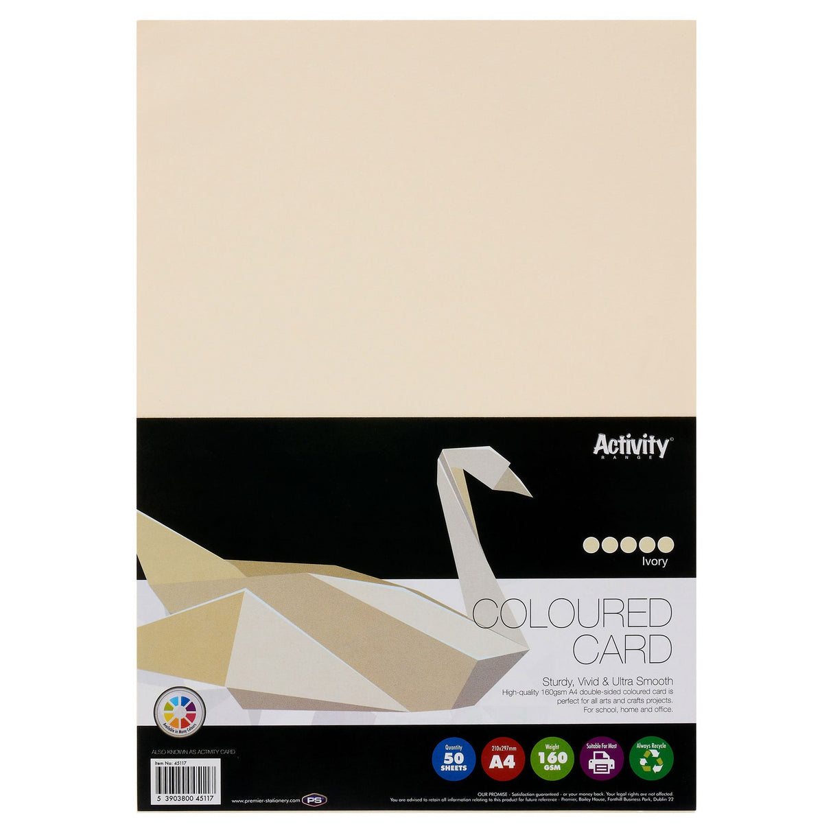 Premier Activity A4 Card - 160 gsm - Ivory - 50 Sheets | Stationery Shop UK
