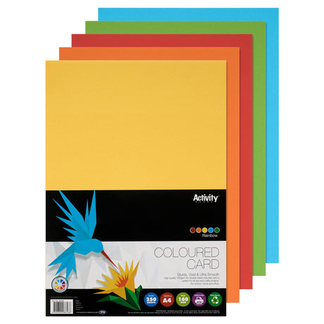 Premier Activity A4 Card - 160 gsm - Rainbow - 250 Sheets | Stationery Shop UK