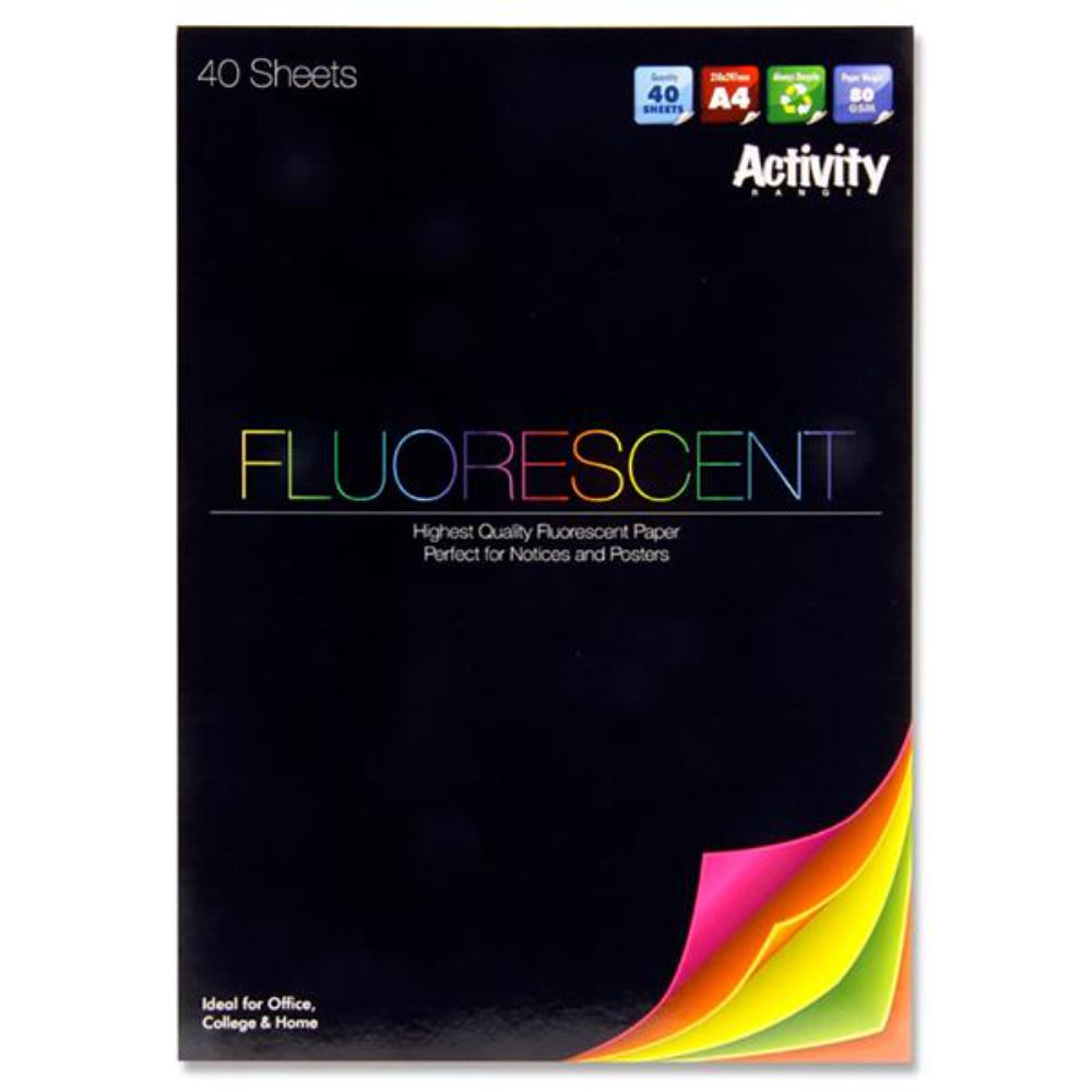 Premier Activity A4 Fluorescent Pad - 40 Sheets-Colour Paper-Premier | Buy Online at Stationery Shop