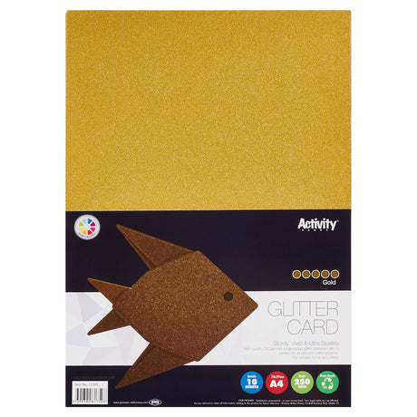 Premier Activity A4 Glitter Card - 250 gsm - Gold - 10 Sheets | Stationery Shop UK