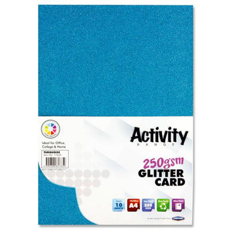 Premier Activity A4 Glitter Card - 250 gsm - Turquoise - 10 Sheets | Stationery Shop UK