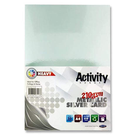 Premier Activity A4 Heavy Metallic Card - 210gsm - Silver - 25 Sheets-Craft Paper & Card-Premier|StationeryShop.co.uk