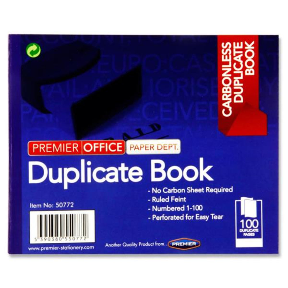 Premier Office 4x5 Carbonless Duplicate Book - 100 Sheets-Carbon Paper-Premier Office|StationeryShop.co.uk