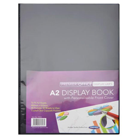 Premier Office A2 40 Pocket Presentation Display Book - Black | Stationery Shop UK