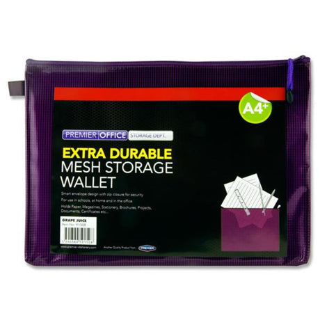 Premier Office A4+ Extra Durable Mesh Storage Wallet - Grape Juice Purple | Stationery Shop UK