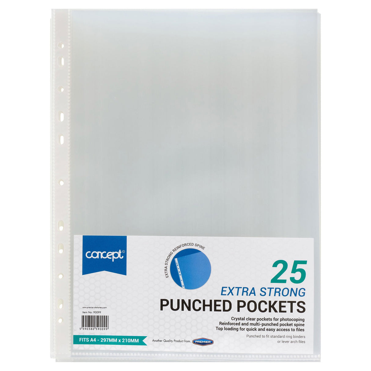 Premier Office A4+ Extra Strong Protective Punched Pockets - Pack of 25 | Stationery Shop UK