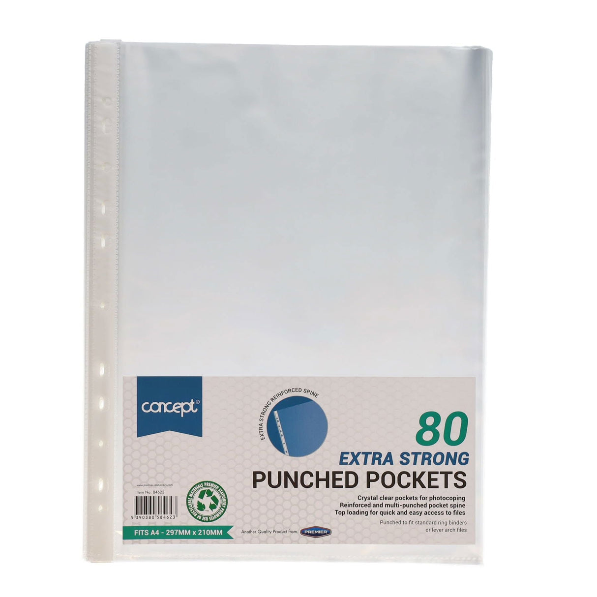 Premier Office A4 Protective Punched Pockets - Pack of 80 | Stationery Shop UK