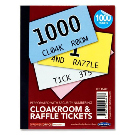 Premier Office Cloakroom & Raffle Tickets - 1000 Tickets | Stationery Shop UK