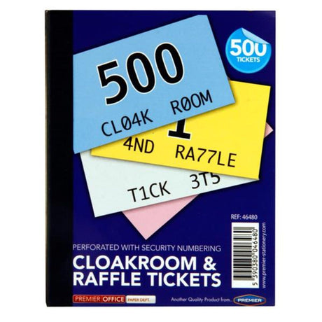 Premier Office Cloakroom & Raffle Tickets - 500 Tickets | Stationery Shop UK