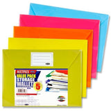 Premier Office Multipack | A4 Button Document Wallet - Multicoloured - Pack of 5 | Stationery Shop UK