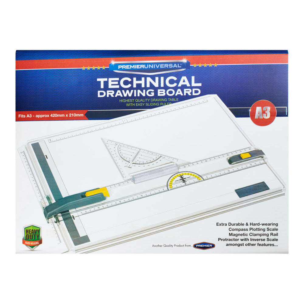 Premier Universal A3 Technical Drawing Board with Sliding Ruler-Drawing Boards-Premier Universal | Buy Online at Stationery Shop