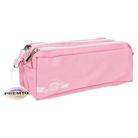 Premto 3 Pocket Pencil Case - Pink Sherbet | Stationery Shop UK