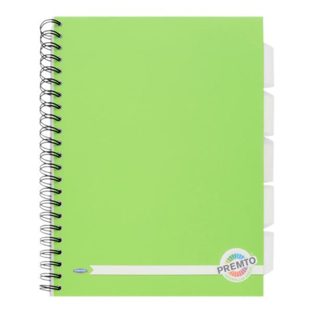 Premto A4 5 Subject Project Book - 250 Pages - Caterpillar Green | Stationery Shop UK