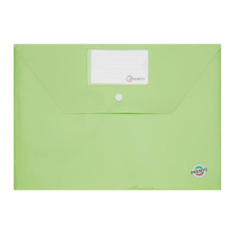 Premto A4 Button Storage Wallet - Caterpillar Green-Document Folders & Wallets-Premto|StationeryShop.co.uk
