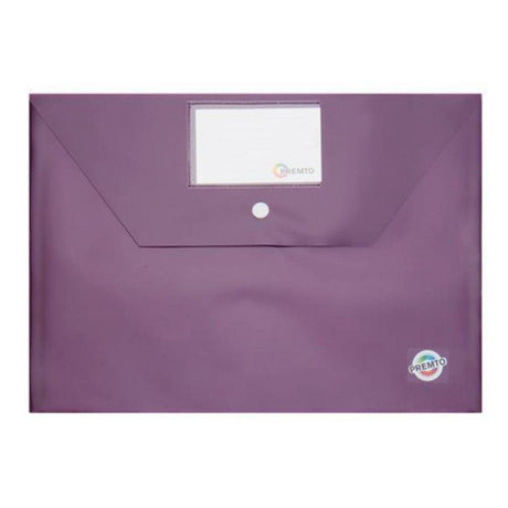 Premto A4 Button Storage Wallet - Grape Juice Purple-Document Folders & Wallets-Premto|StationeryShop.co.uk