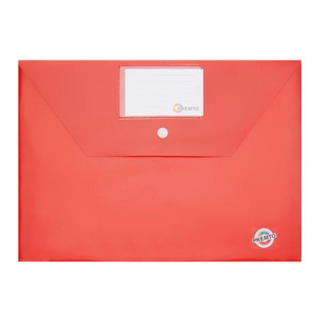 Premto A4 Button Storage Wallet - Ketchup Red | Stationery Shop UK