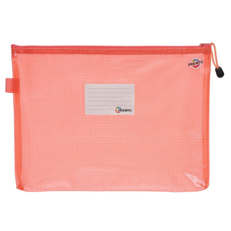 Premto A4+ Extra Durable Expanding Mesh Wallet with Zip - Pink Sherbet