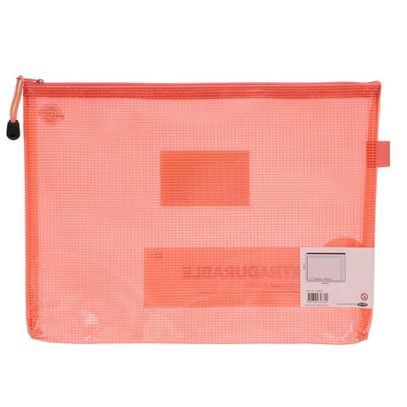 Premto A4+ Extra Durable Expanding Mesh Wallet with Zip - Pink Sherbet