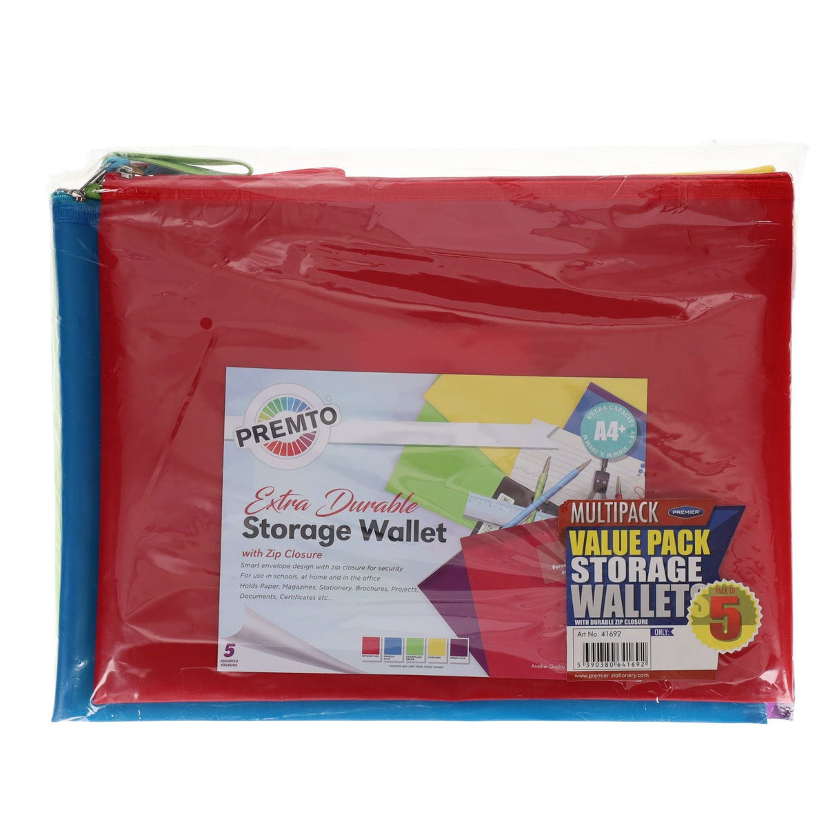 Premto A4+ Extra Durable Storage Wallets - Ice S1 - Pack of 5 | Stationery Shop UK
