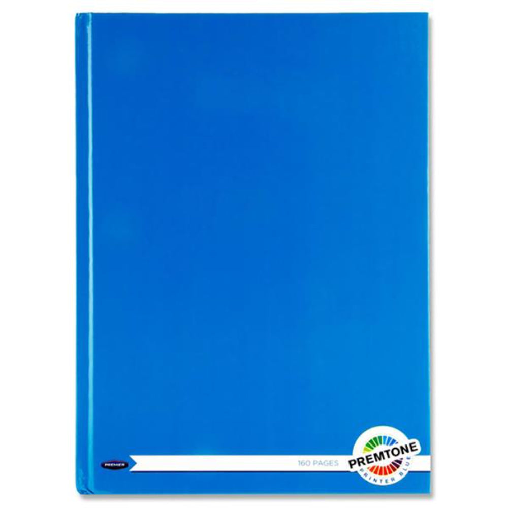 Premto A4 Hardcover Notebook - 160 Pages - Printer Blue | Stationery Shop UK