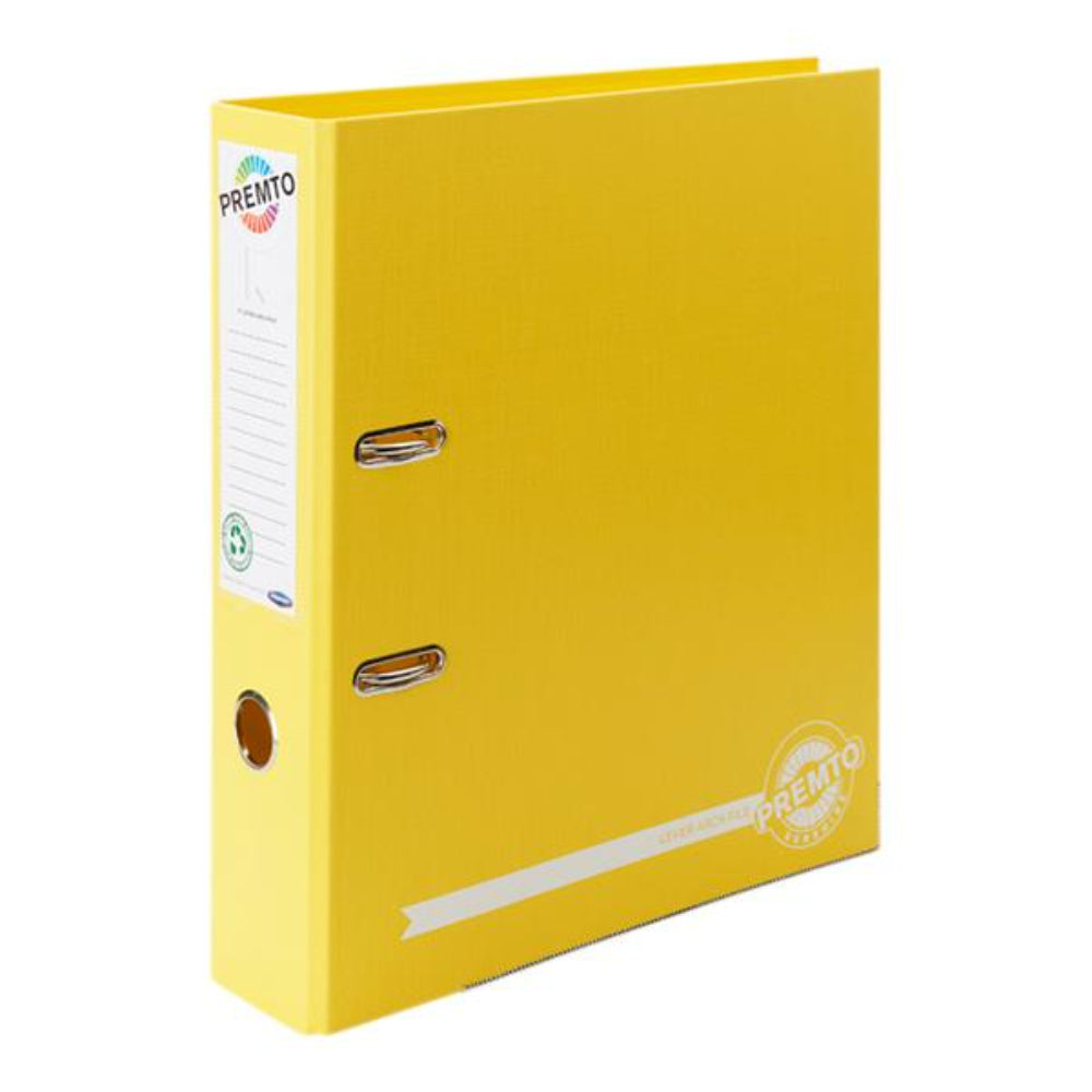 Premto A4 Lever Arch File - Sunshine Yellow | Stationery Shop UK