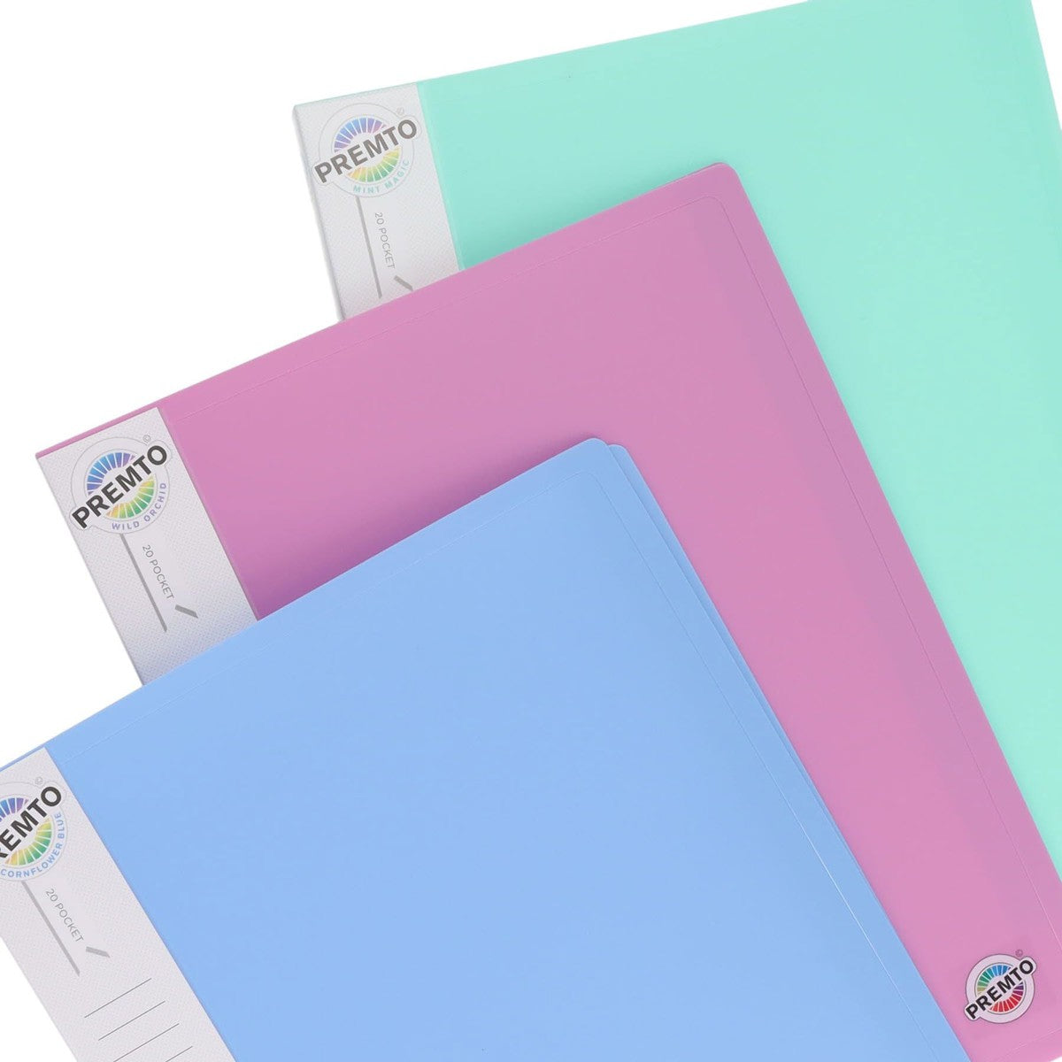 Premto A4 Pocket Display Book - Pastel - 20 Pockets - Pack of 3-Display Books-Premto|StationeryShop.co.uk