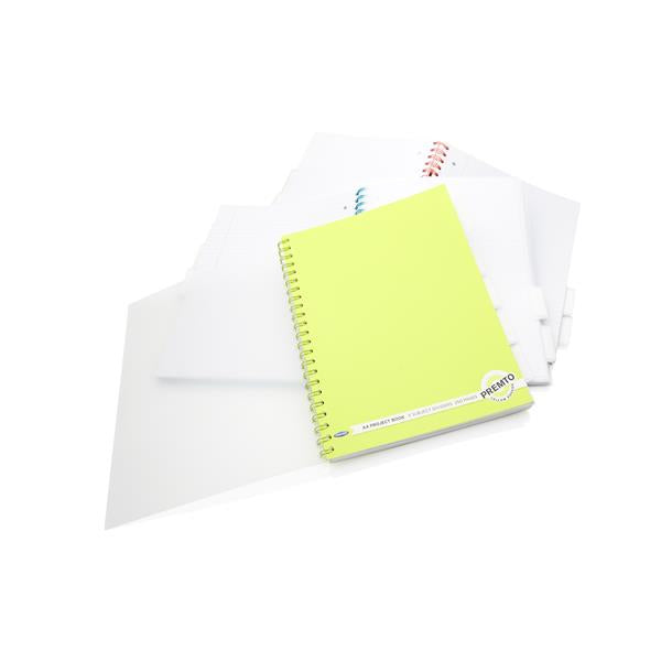 Premto A4 Project Book - 250 Pages - Neon - Yellow Squash | Stationery Shop UK