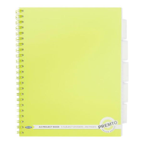 Premto A4 Project Book - 250 Pages - Neon - Yellow Squash | Stationery Shop UK